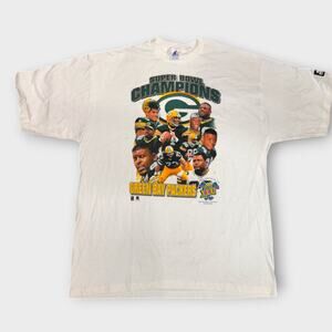 Vtg 90s Green Bay Packers Super Bowl Champs T-Shirt 1997 Starter NFL Tee Size L